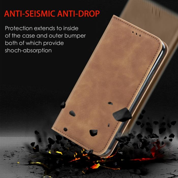 Bild 6, Samsung Galaxy S22 Fodral Flip Retro Läder Brun