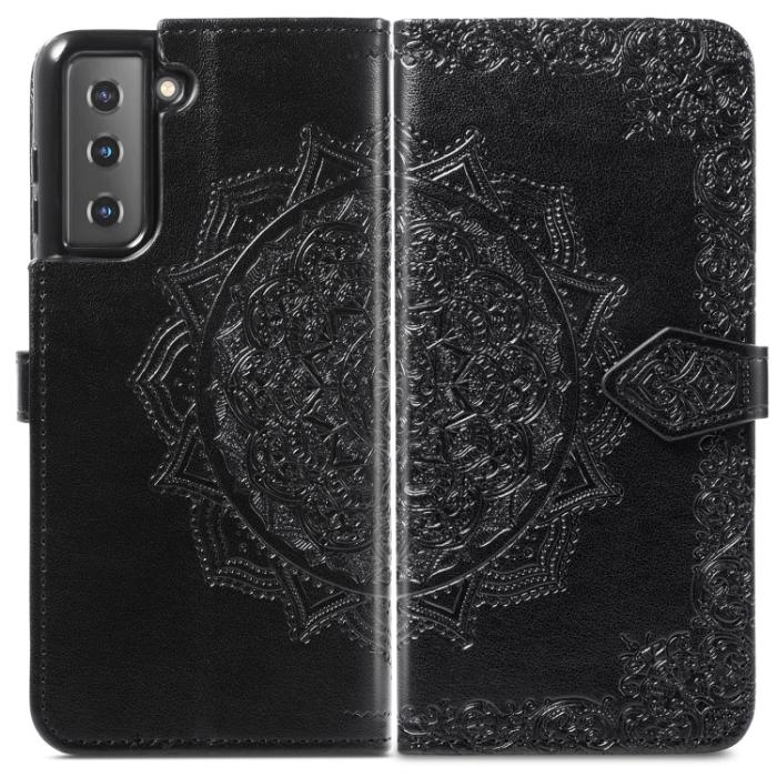 Bild 2, Samsung Galaxy S22 Fodral Mandala Läder Svart