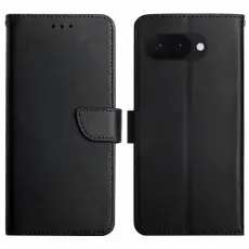 Google Pixel 9a Fodral &Auml;kta L&auml;der Svart