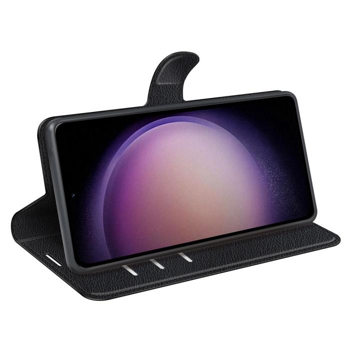 Bild 3, Samsung Galaxy S23 FE Fodral Litchi Textur Svart