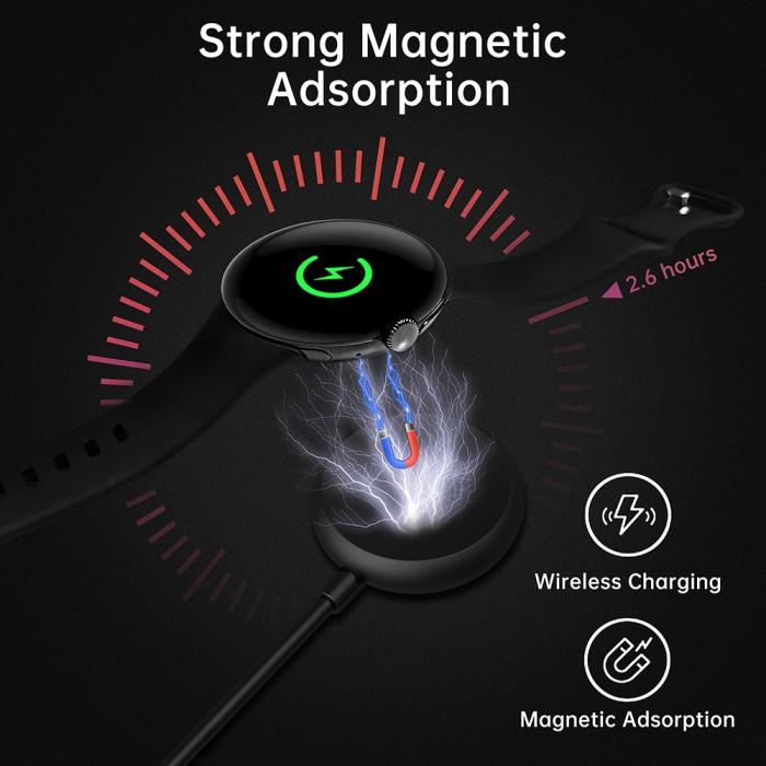 Bild 4, 1m Magnetisk USB-C Laddare Google Pixel Watch Vit