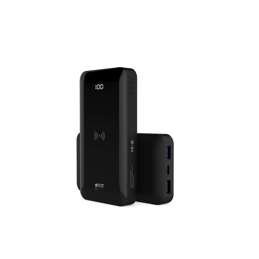 GEAR Powerbank 10000 mAh Trådlös 5W Qi 3A LED Svart