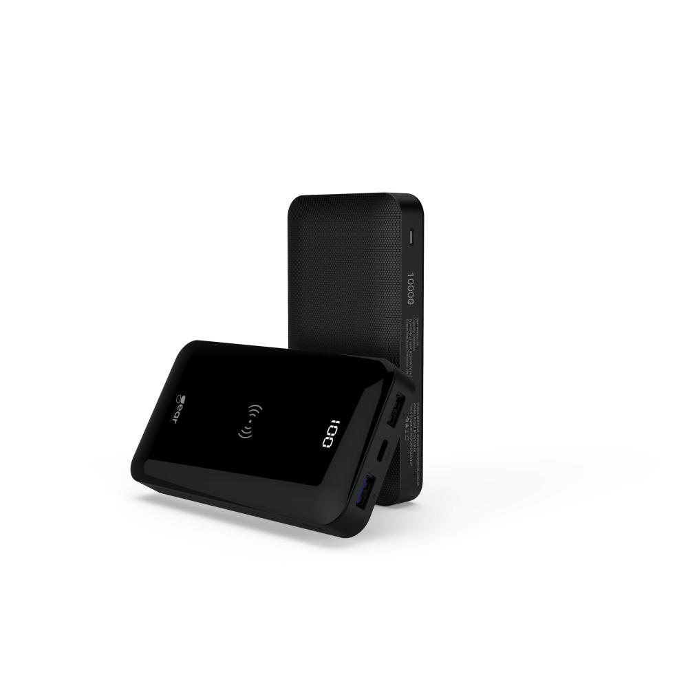 GEAR Powerbank 10000 mAh Trådlös 5W Qi 3A LED Svart