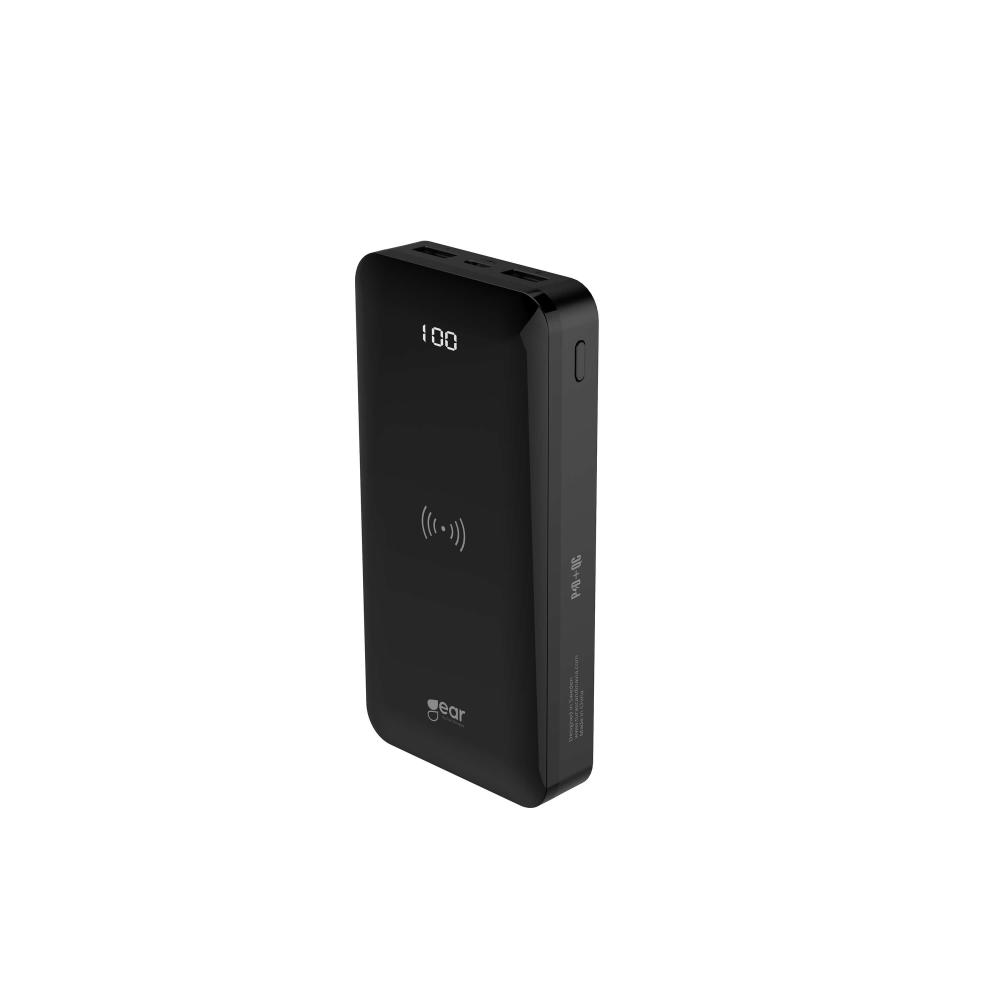 GEAR 20000 mAh 18W Powerbank Trådlös LED Svart