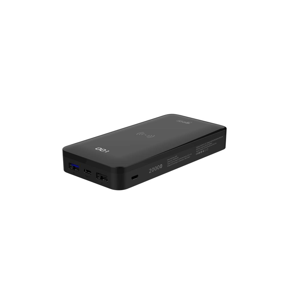 GEAR 20000 mAh 18W Powerbank Trådlös LED Svart