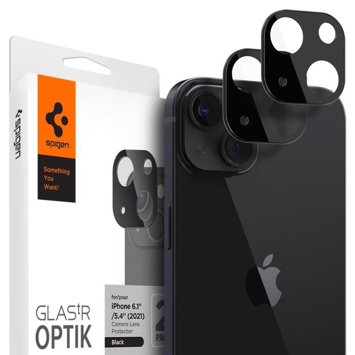Bild 1, Spigen iPhone 13 / 13 Mini 2-PACK Optik GLAS.tR Linsskydd Svart