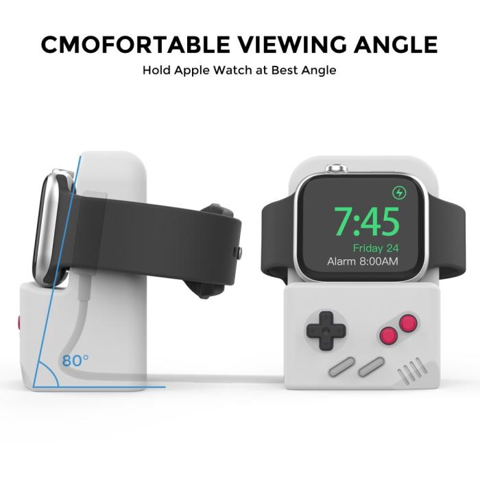 Bild 3, AHASTYLE Apple Watch Laddningsställ Gamepad Silikon Grå
