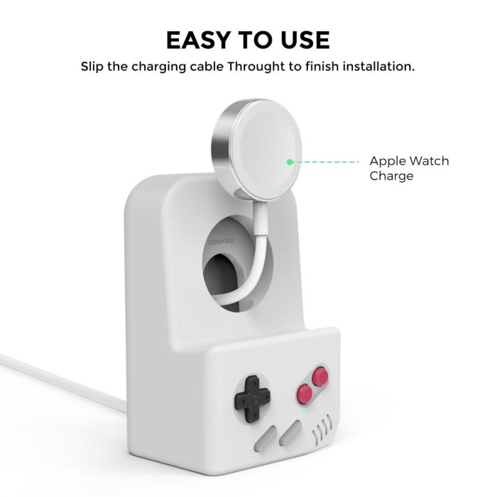 Bild 4, AHASTYLE Apple Watch Laddningsställ Gamepad Silikon Grå