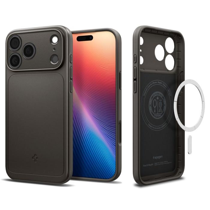 Bild 3, Spigen iPhone 17 Pro Skal MagSafe Thin Fit Gunmetal