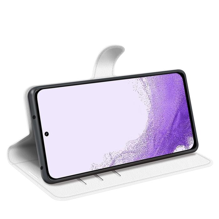 Bild 3, Samsung Galaxy S23 Fodral Litchi Läder Vit