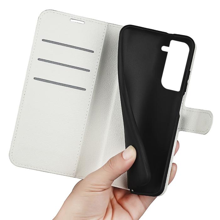 Bild 4, Samsung Galaxy S23 Fodral Litchi Läder Vit
