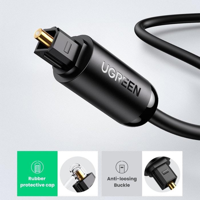 Bild 5, UGREEN 2m Optisk Ljudkabel Toslink Svart