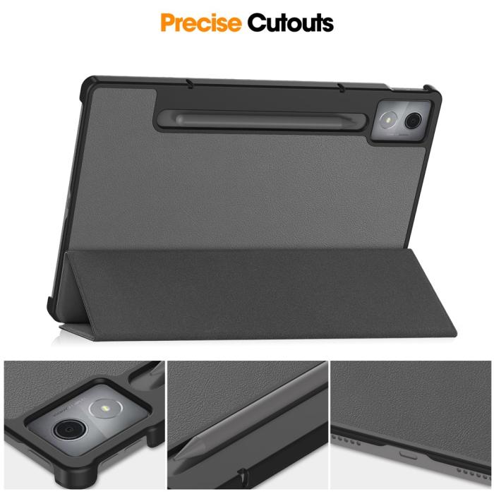 Bild 4, Lenovo Idea Tab Pro Fodral Tri-Fold Läder Grå