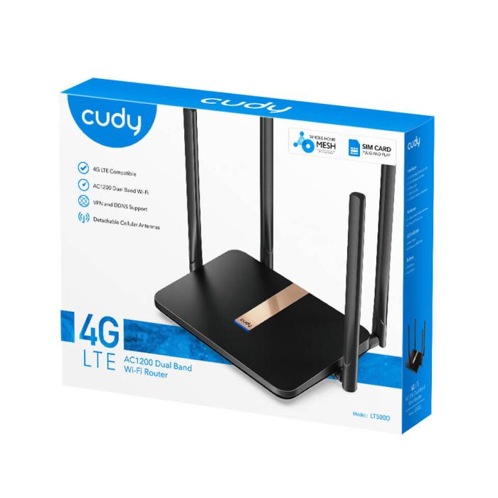 Bild 5, Cudy 4G Router LT500D Cat4 AC1200 Svart