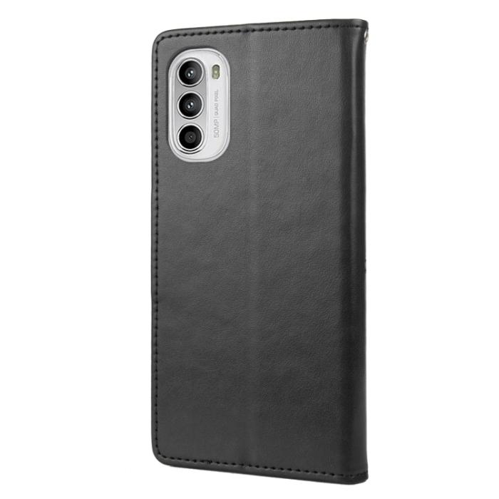 Bild 3, Motorola Moto G52/G82 Fodral Blommigt Tryck Svart