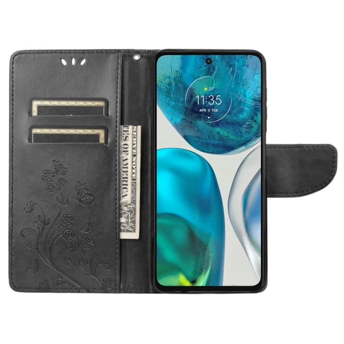 Bild 4, Motorola Moto G52/G82 Fodral Blommigt Tryck Svart
