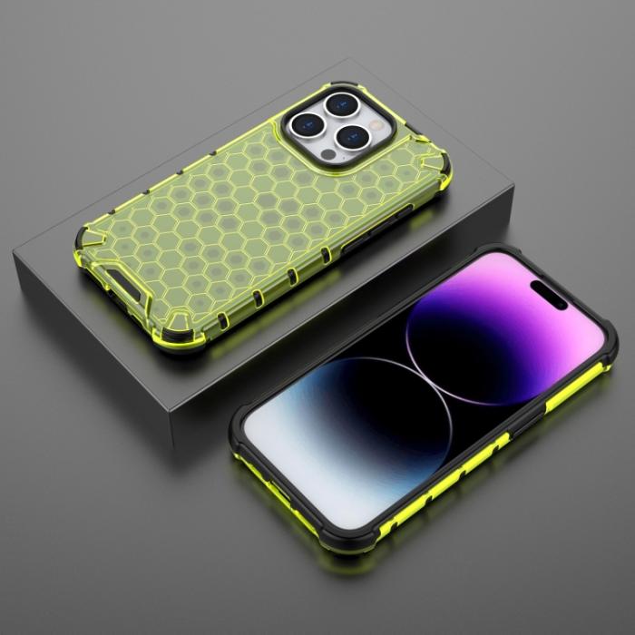 Bild 3, iPhone 15 Pro Skal Shockproof Honeycomb Grön