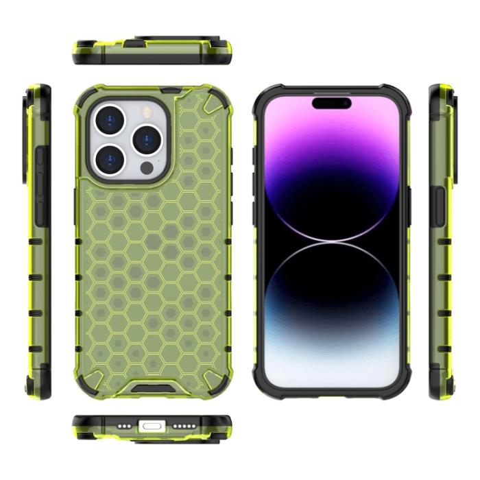 Bild 4, iPhone 15 Pro Skal Shockproof Honeycomb Grön