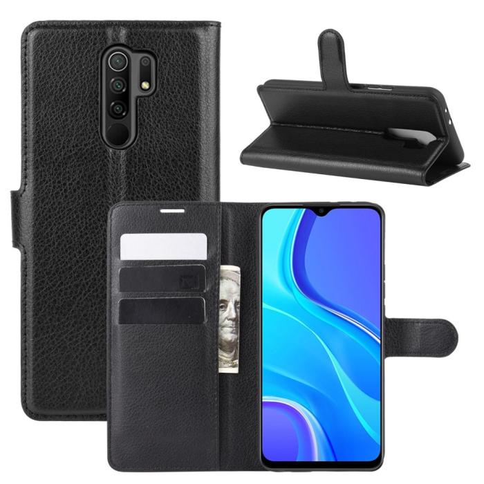 Bild 1, Xiaomi Redmi 9 - Litchi Plånboksfodral - Svart
