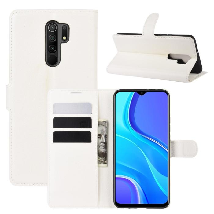 Bild 1, Xiaomi Redmi 9 - Litchi Plånboksfodral - Vit