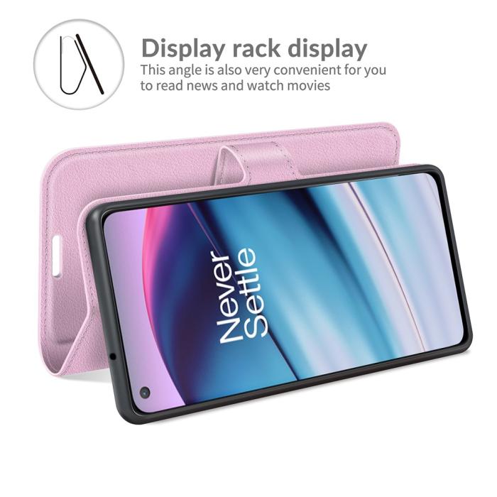 Bild 3, OnePlus Nord CE 5G - Litchi Läder Fodral - Ljus Rosa