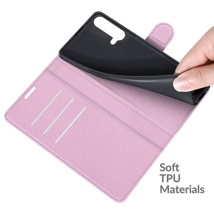 Bild 4, OnePlus Nord CE 5G - Litchi Läder Fodral - Ljus Rosa