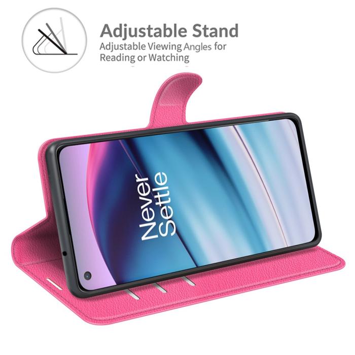 Bild 2, OnePlus Nord CE 5G - Litchi Läder Fodral - Rosa