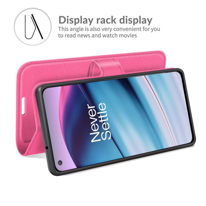 Bild 3, OnePlus Nord CE 5G - Litchi Läder Fodral - Rosa