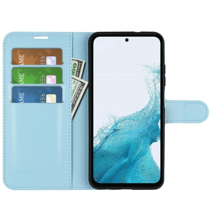 Bild 2, Samsung Galaxy A54 5G Fodral Litchi Läder Ljus Blå