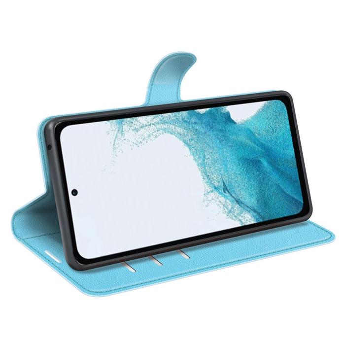 Bild 3, Samsung Galaxy A54 5G Fodral Litchi Läder Ljus Blå