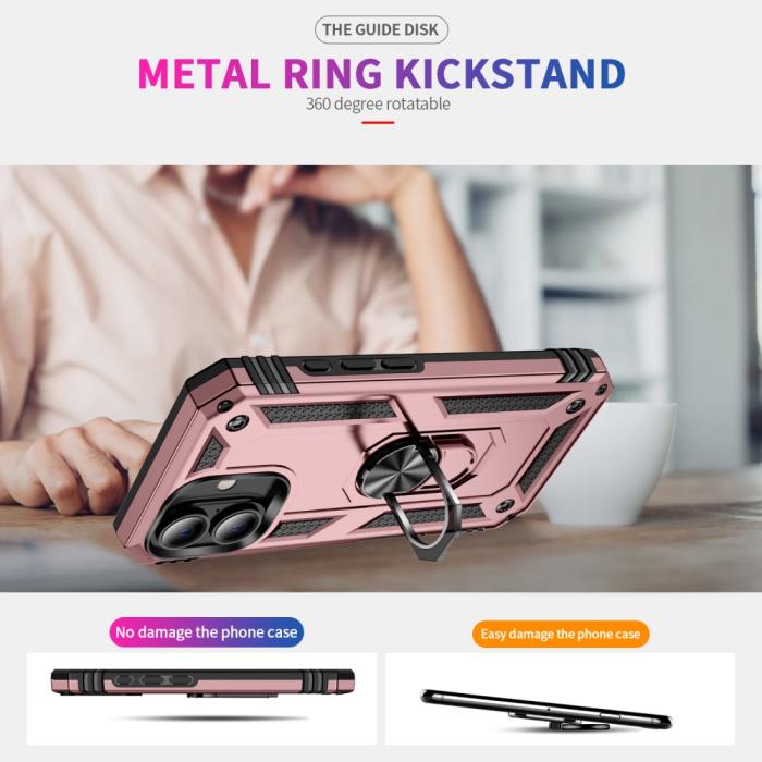 Bild 2, iPhone 16 Plus Skal Med Ring Hybrid Roséguld