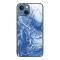 iPhone 14 Plus Skal Marmor Härdat Glas Blue Ocean