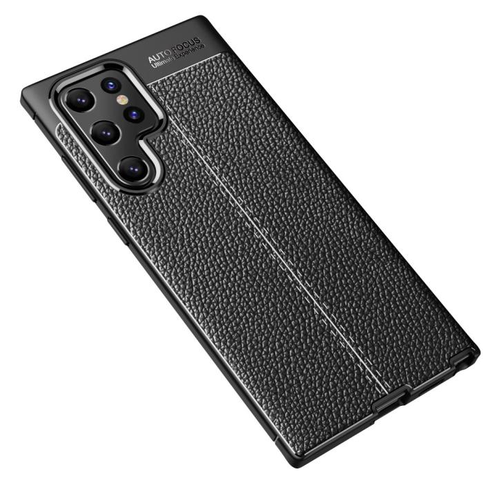 Bild 2, Samsung Galaxy S22 Ultra Skal Litchi Textur Svart
