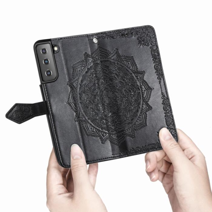 Bild 5, Samsung Galaxy S22 Fodral Mandala Läder Svart