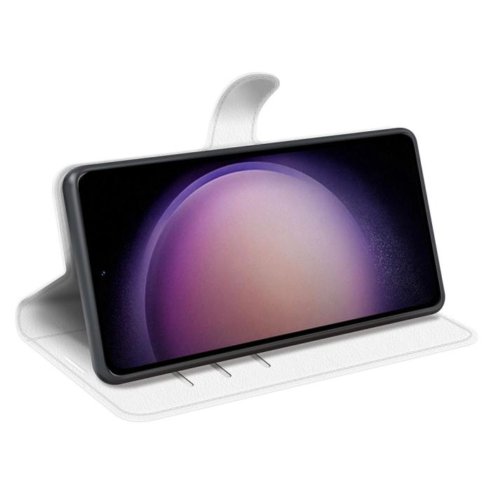 Bild 3, Samsung Galaxy S23 FE Fodral Litchi Textur Vit