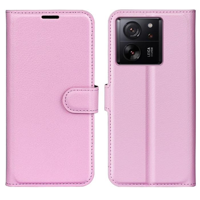 Bild 1, Xiaomi 13T / 13T Pro Fodral Litchi Läder Ljus Rosa