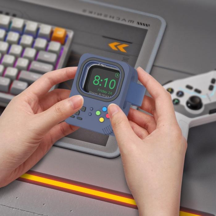 Bild 5, AHASTYLE Apple Watch Laddningsställ Gamepad Silikon Blå