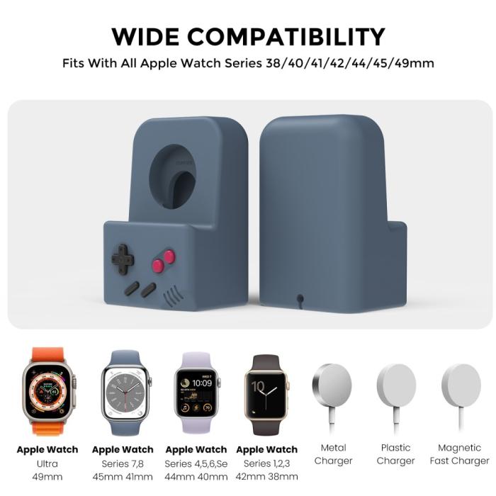 Bild 2, AHASTYLE Apple Watch Laddningsställ Gamepad Silikon Blå