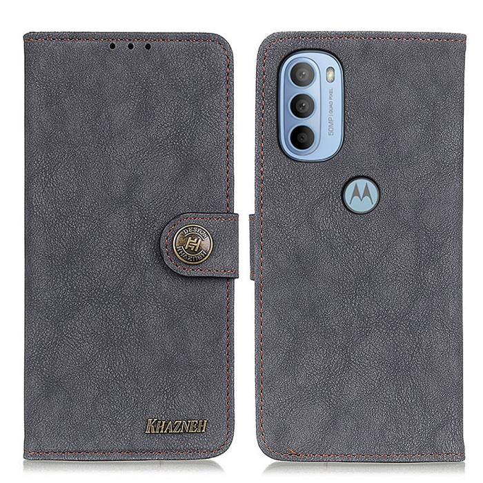 Bild 1, KHAZNEH Motorola Moto G31 / G41 Fodral Vintage Split Läder Svart