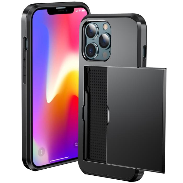 Bild 2, iPhone 14 Pro Skal Hybrid Med Kortfack Svart