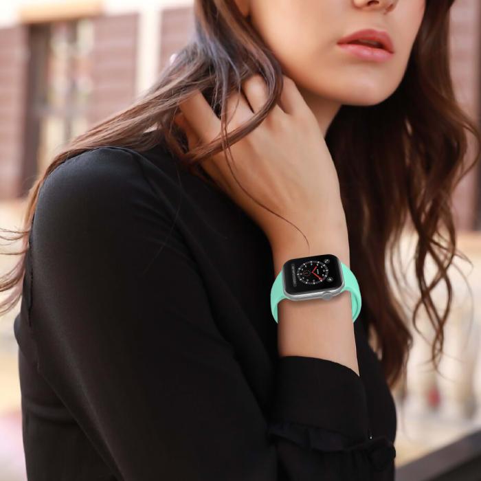 Bild 5, Apple Watch 38/40/41 mm Silikon Armband (S/M) Mintgrön