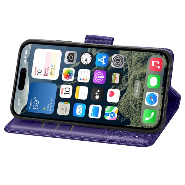 Bild 3, iPhone 16 Fodral Fjäril Tryck Mörk Lila