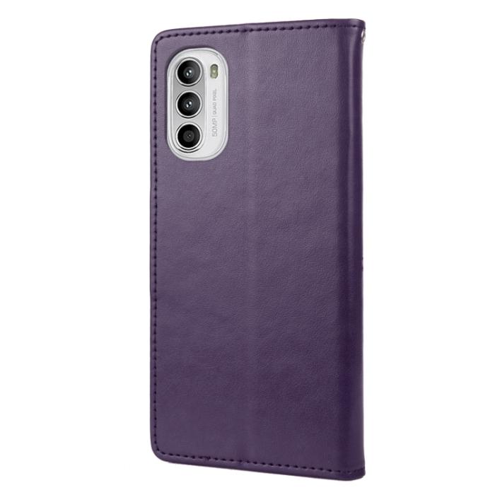 Bild 3, Motorola Moto G52/G82 Fodral Blommigt Tryck Mörk Lila