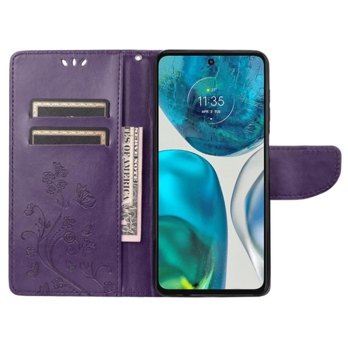 Bild 4, Motorola Moto G52/G82 Fodral Blommigt Tryck Mörk Lila