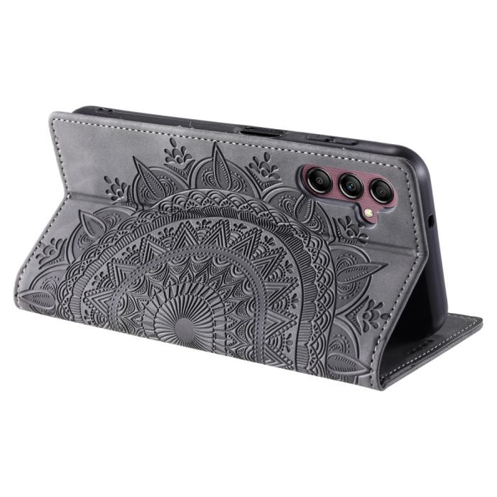 Bild 4, Samsung Galaxy A25 5G Fodral Flip Mandala Läder Grå