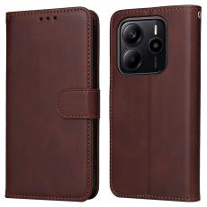 Xiaomi Redmi Note 14 4G Fodral L&auml;der Folio Brun