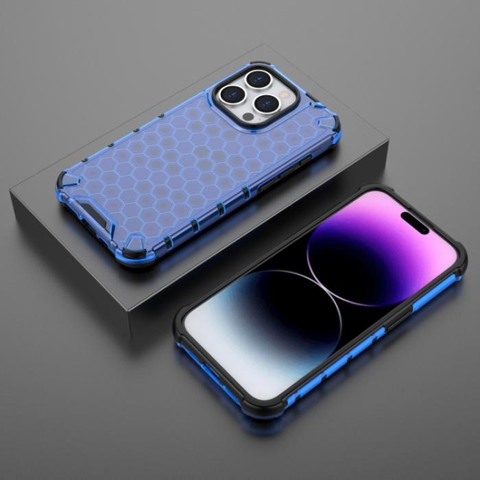 Bild 3, iPhone 15 Pro Skal Shockproof Honeycomb Blå