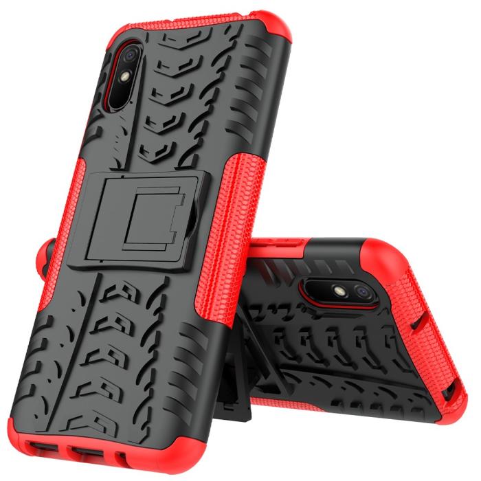 Bild 3, Xiaomi Redmi 9A - Stöttåligt Skal med Stöd - Röd
