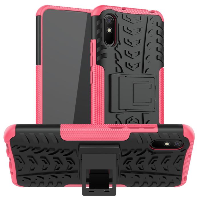 Bild 1, Xiaomi Redmi 9A - Stöttåligt Skal med Stöd - Rosa