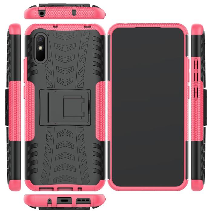 Bild 2, Xiaomi Redmi 9A - Stöttåligt Skal med Stöd - Rosa